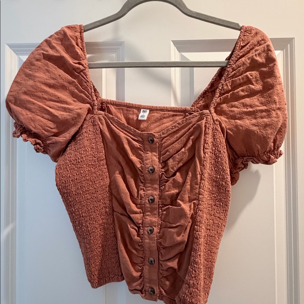 BP Orange Crop Top with Puffy Sleeves
